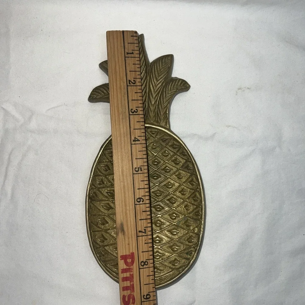 Vintage Brass Pineapple Trinket Dish 9 x 4 Jewelry Tray Catchall MCM Boho Decor